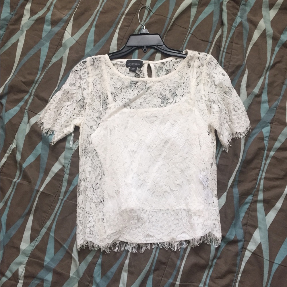 NWOT white lace top